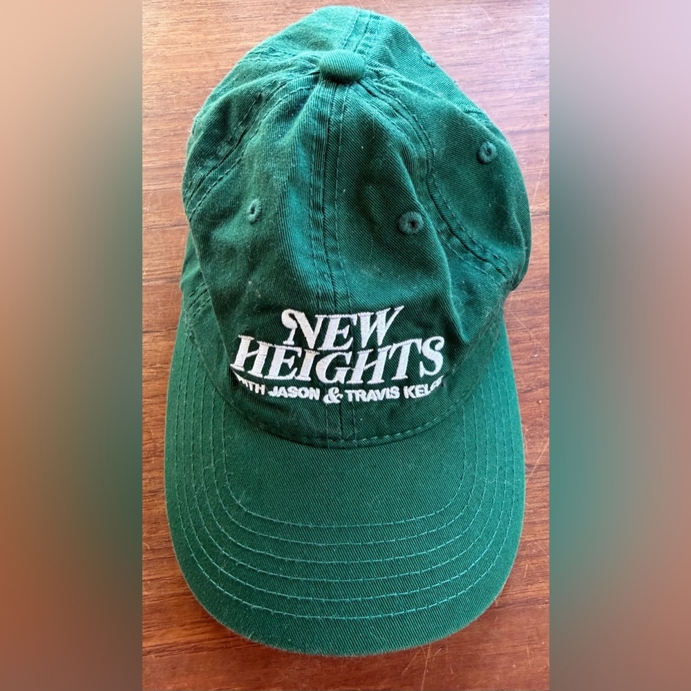 New Heights Podcast Hat Jason & Travis Kelce Green Dad Hat Strapback Chalk Line